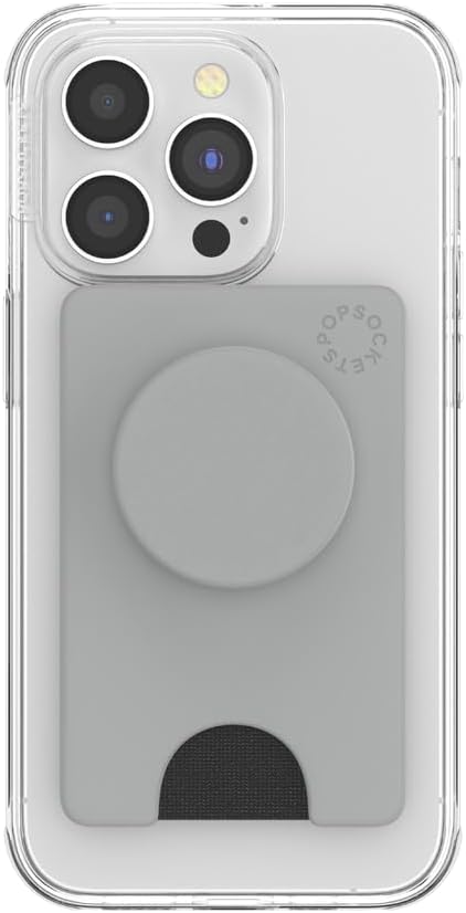 PopSockets Adhesive Phone Wallet and Card Holder with Grip - Tech Grey