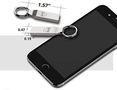 MOSDART Waterproof 32GB USB2.0 Flash Drive, FAT32 Metal Memory Stick with Keychain, for System Back, Data Storage, Silver(Pack of 10)