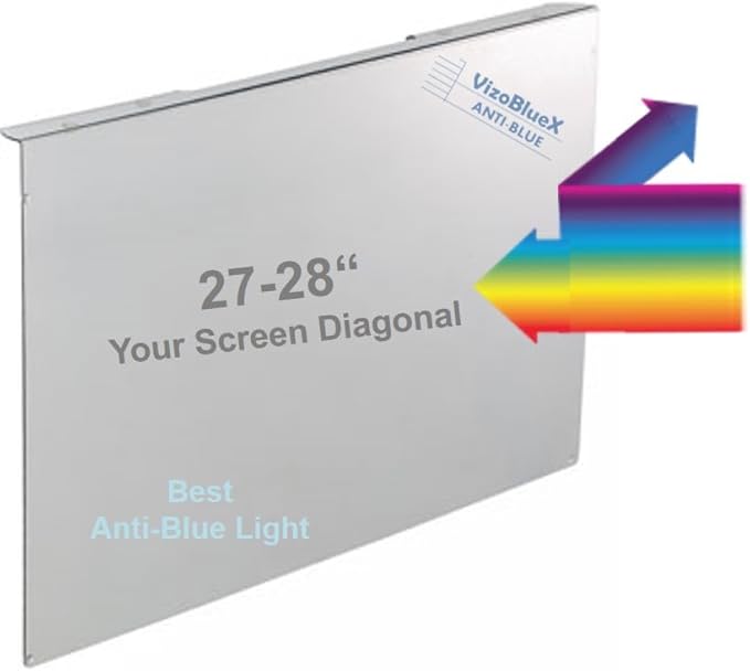 VizoBlueX 27-28 inch Anti-Blue Light Filter for Computer Monitor. Blue Light Monitor Screen Protector panel (24.8"x14.6") Fits LCD TV PC iMac Studio 27