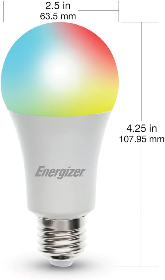 XTREME Energizer Connect Smart A19 LED White & Multi-Color RGB Light Bulbs with Voice Control and Remote Access Through Your Smartphone | Compatible with Alexa and Google Assistant, 2 Pack