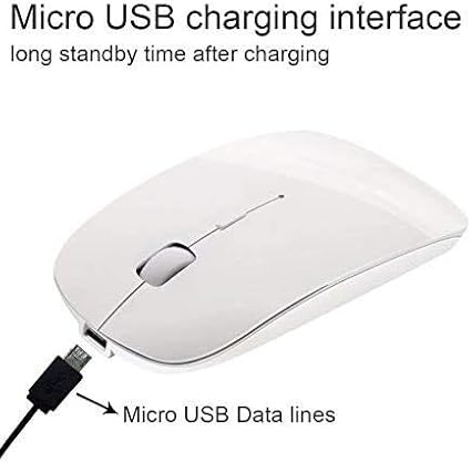 Tsmine Bluetooth Wireless Mouse - Slim Rechargeable, Noiseless Click & 3 Adjustable DPI Levels for Laptop, Tablet, iMac, MacBook Air - White