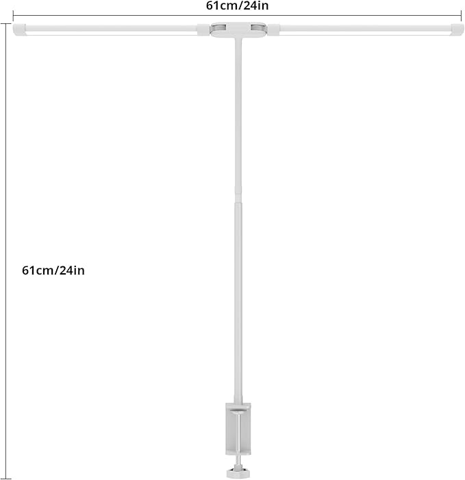 Woputne Desk Lamp with Clamp, with 5V 2A Adapter, LED Desk Lamp with Dual Head, 50 Light Modes, Computer Monitor Flexible Neck Lamp, Eye Protection Desk Lamps for Study, Office, Crafts, Draw(White)