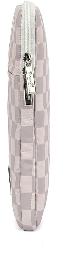 Canvaslife Neutral Checker Pattern 13 inch Canvas Laptop Sleeve with Pocket 13 inch 13.3 inch Laptop 13 case13 Sleeve