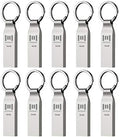 MOSDART Waterproof 16GB USB2.0 Flash Drive, FAT32 Metal Memory Stick with Keychain, for System Back, Data Storage, Silver(Pack of 10)