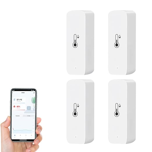 WiFi Temperature Humidity Sensor,Tuya Wireless Temperature Humidity Monitor with App Alert, High Precision Indoor Thermometer with Smart Life App, No Hub Required, Compatible with Alexa (4)
