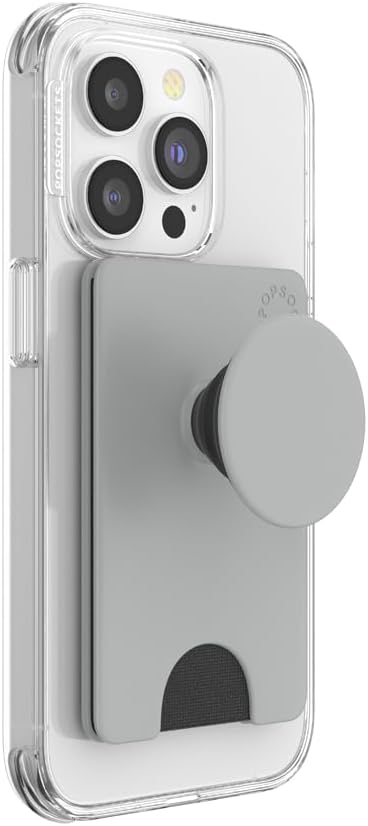PopSockets Adhesive Phone Wallet and Card Holder with Grip - Tech Grey