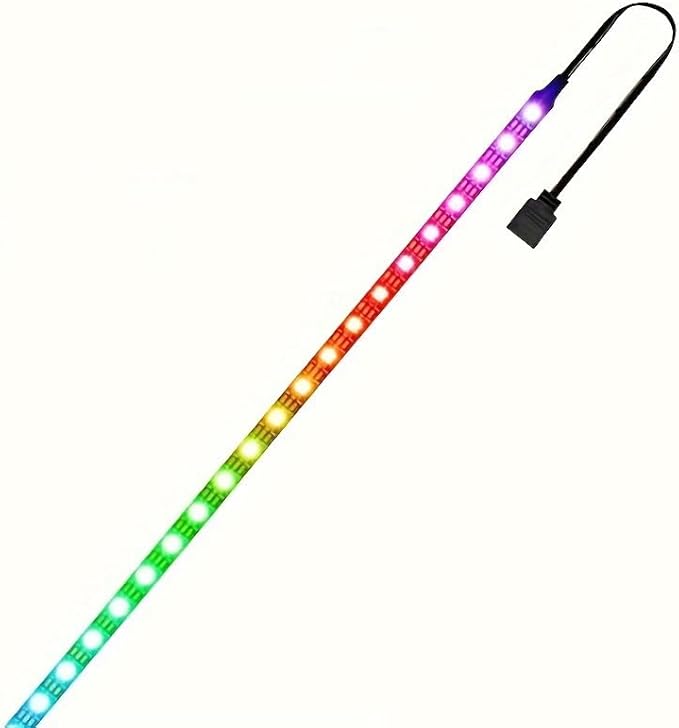 RGB Strip Light for PC Case, 19.7in 30LEDs Addressable LED Strip for Motherboard 5V 3-Pin Header Gaming Case DIY Lighting