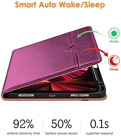DTTO Case for iPad Pro 11 Inch 4th / 3rd / 2nd / 1st Generation 2022/2021/2020/2018,Premium PU Leather Folio Stand Cover with Hand Strap, Auto Wake/Sleep,Multiple Viewing Angles, Purple