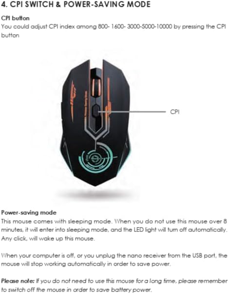 MELOGAGA Wireless Gaming Mouse Bluetooth Mouse RGB Rechargeable 2.4G USB Cordless Computer Mice with 7 Color Backlit, 6 Buttons & Silent Click for Laptop, iPad, Mac OS, PC, Windows -Black