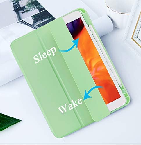Case for iPad Pro 12.9 Case 6th/5th/4th Generation (2022/2021/2020) with Pencil Holder [Apple Pencil Wireless Charging] Soft TPU Smart Trifold Stand Protective Cover (Light Green)