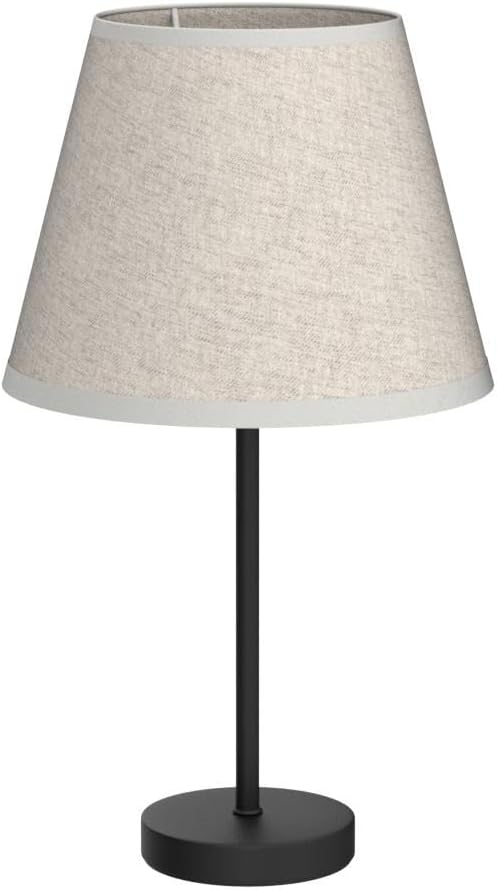 HAITRAL Bedside Table Lamps - Small Nightstand Lamps Set of 2 with Fabric Shade Bedside Desk Lamps for Bedroom, Living Room, Office, Kids Room, Girls Room, Dorm 15 Inches - Black (HT-TH28-27X2)