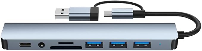 LUKCOZMO USB Hub USB C Hub USB Splitter 7 in 1 USB Extender with 4 USB Port 1 USBC Port TF/SD Card Reader Audio Output Compatible with MacBook/Pad Pro/Dell/HP Laptop/Phones…