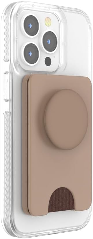 PopSockets Phone Wallet for MagSafe, Phone Card Holder with Grip, Brown - Latte