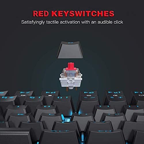 MOTOSPEED CK104 RGB LED Backlit Wired Mechanical Gaming Keyboard, 104 Keys Hot-Swap Mechanical Keyboard w/Aluminum Base, Upgraded Socket and Noise Absorbing Foams, Soft Tactile Red Switch ﻿