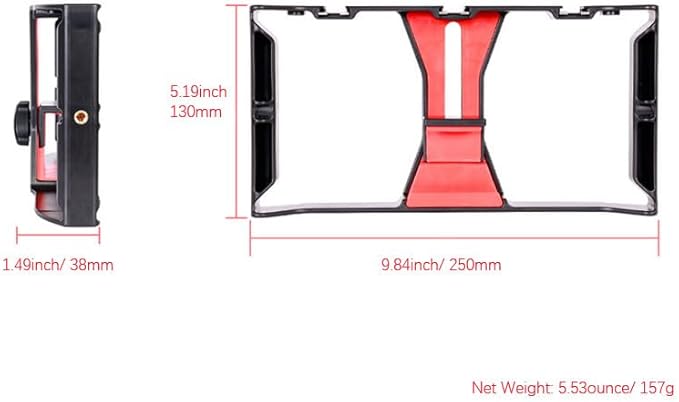 Smartphone Video Cage Rig, HuaerHui Handheld Phone Video Filmmaking Vlogging Stabilizer Grip Tripod Mount Fits Most Phones, with Cold Shoe Mounts, 1/4in Screw Holes to Connect LED Lights/Microphones
