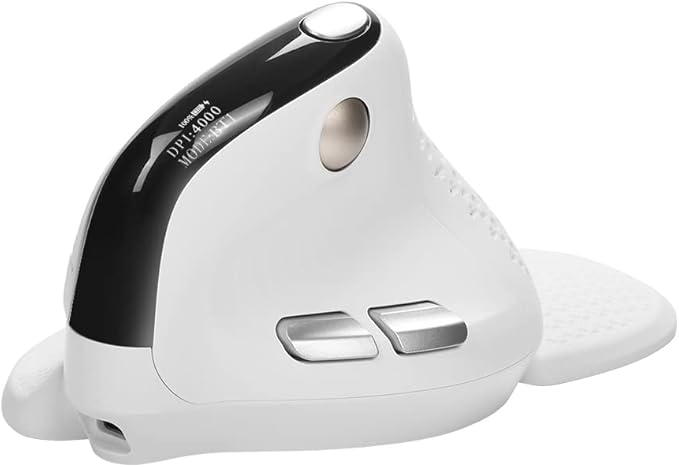 DELUX Seeker Ergonomic Mouse Wireless, Vertical Mouse with OLED Screen, 6 Buttons&Thumb Wheel Function, Silent Click, Up to 7200DPI, Programmable, Rechargeable, BT/2.4G/Wired, RGB Light(M618XSD-White)