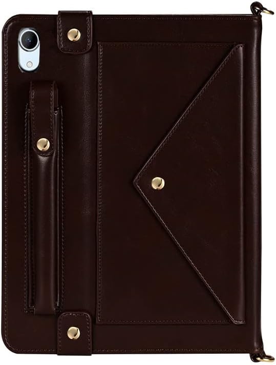 Handbag Case for iPad (A16) 11" 2025 & iPad 10th Gen 10.9", Techcircle Folio Stand PU Leather Crossbody Cover with Pencil Holder+Card Slots Wallet Case w/Shoulder Strap+Hand Strap, Dark Brown