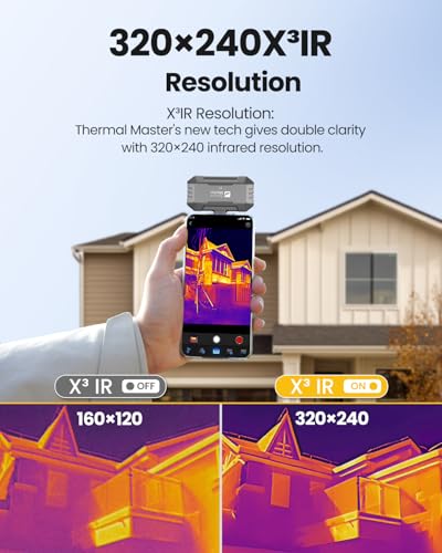 Thermal Master P1 - Thermal Camera for iOS & Android, 160x120 IR Resolution Infrared Imager w/Spot Tracker, 15x Zoom, 3.6℉ Accuracy, -4℉-1112℉ High Temp, 320x240 Super Resolution