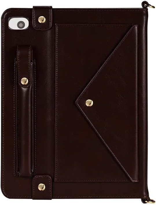 Handbag Case for iPad Mini 5th/4th/3th/2th/1st Generation 7.9", Techcircle Folio Stand PU Leather Crossbody iPad Mini Cover with Hand Strap, Multiple Card Slots Envelope Pocket Wallet Case, Dark Brown