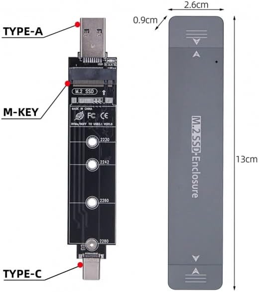 xiwai Type-C USB3.0 to Combo NVME M-Key M.2 NGFF SATA SSD PCBA Case 2280/2242/2230mm Adapter RTL9210B Chipset