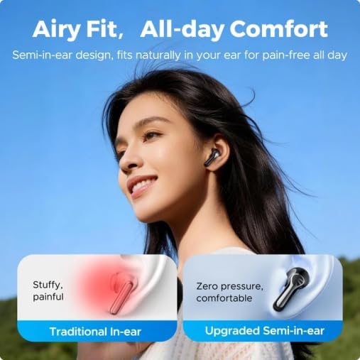 SoundPEATS Air6 HS Wireless Earbuds, Bluetooth 6.0, LDAC Hi-Res Audio for HiFi Sound, 13mm Dynamic Driver, Total 45H, Quick Charging, IPX5 Resistant, Comfortable Fit, ENC Noise Canceling, Support App