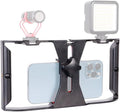 Smartphone Video Cage Rig, HuaerHui Handheld Phone Video Filmmaking Vlogging Stabilizer Grip Tripod Mount Fits Most Phones, with Cold Shoe Mounts, 1/4in Screw Holes to Connect LED Lights/Microphones