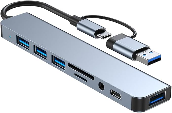 LUKCOZMO USB Hub USB C Hub USB Splitter 7 in 1 USB Extender with 4 USB Port 1 USBC Port TF/SD Card Reader Audio Output Compatible with MacBook/Pad Pro/Dell/HP Laptop/Phones…