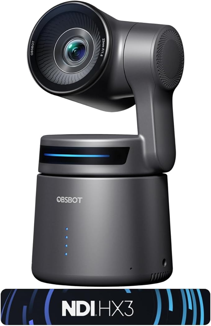 OBSBOT Tail Air NDI Streaming Camera 4K, AI Tracking PTZ Camera with Intelligent APP, Gesture Control, HDMI/USB-C/Wireless Webcam, Live Streaming Cameras (Tail Air (NDI Activated))