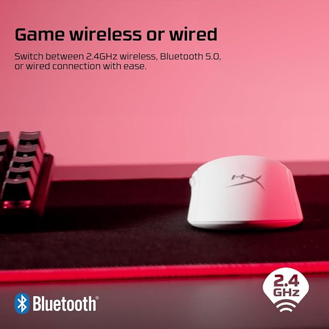 HyperX Pulsefire Haste 2 – Wireless Gaming Mouse- Ultra Lightweight, 61g, 100 Hour Battery Life, Dual Wireless Connectivity, Precision Sensor - White