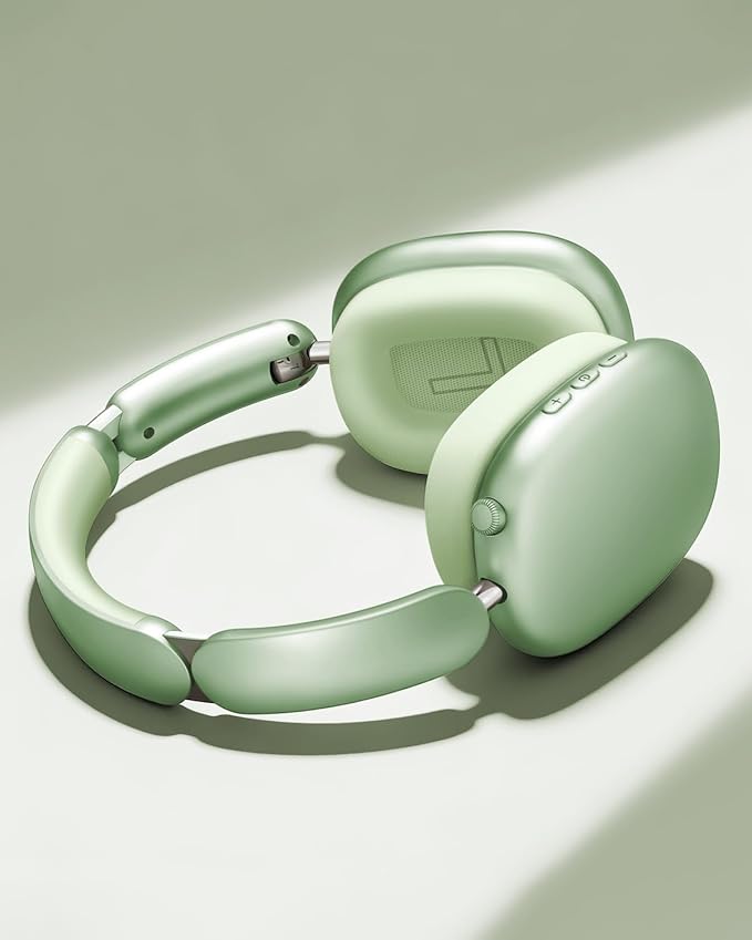 Wentronic Y02 Active Noise Cancelling Headphones, Wireless Over-Ear Bluetooth 5.4 Headphones, Multiple Modes, 60H Playtime, Hi-Res Audio, Big Bass, Foldable Lightweight for Travel Home Office, Green
