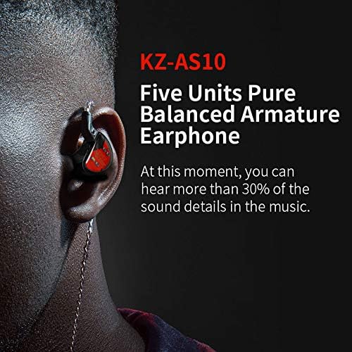KZ AS10 Pure 5 Balanced Armature 5BA Earphone, Musician in Ear Monitor Headphone High Fidelity HiFi Headset (with Microphone, Green)
