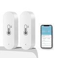 2 Pack WiFi Temperature Humidity Sensor Smart Hygrometer Thermometer Sensor with APP Remote Monitor and Alert High Precision Indoor Thermometer No Hub Required, Compatible with Alexa Google Assistant