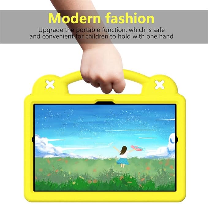 AKABEILA Compatible with Lenovo Tab M10 Plus(3rd Gen) 10.6 (2022)/Huawei MatePad Pro 10.8 (2019/2021)/SE 10.4(2023)/Samsung Tab A8 10.5 Tablet Case, Kids Case with Shoulder Strap - Yellow
