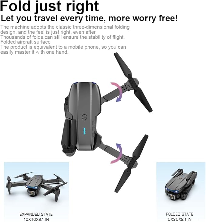 Sonilco E99 Mini Drone with Dual Camera, Altitude Hold, One-Key Takeoff/Landing, Foldable Design, Gyroscope, Headless Mode, 2 Batteries, 9–12min Flight Time, Brushed Motor – Wi-Fi FPV Drone for Beginners & Teenagers (Ages 14+) (Black)