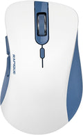 RAPIQUE Bluetooth Wireless Mouse - Dual Bluetooth & 2.4 GHz USB Receiver, Ergonomic Design, Quiet Clicks, Low Power - Multi-Device Compatibility for MacBook, Laptop, Computer (Blue and White)