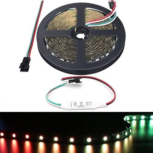 WS2811 LED Strip 16.4ft 5M 300LEDs WS2811 5050 RGB SMD Digital Dream Color Addressable Flexible LED Strip Light IP30 Non-Waterproof DC12V with Mini Controller