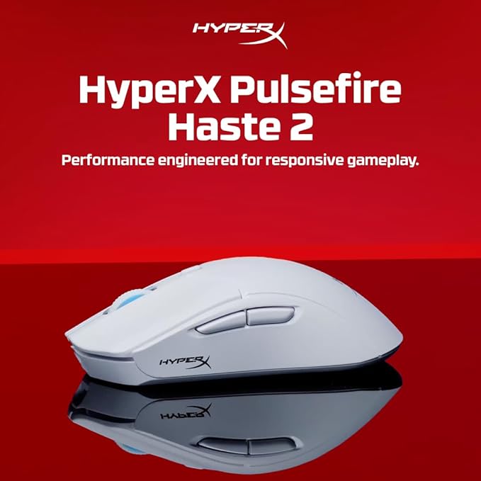 HyperX Pulsefire Haste 2 – Wireless Gaming Mouse- Ultra Lightweight, 61g, 100 Hour Battery Life, Dual Wireless Connectivity, Precision Sensor - White