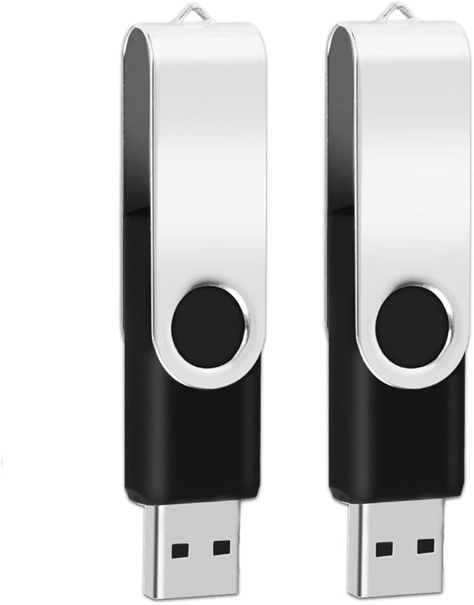32GB USB Flash Drive 1PCS, EASTBULL USB 2.0 Thumb Drive Swivel USB Stick Memory Stick Metal Pen Drive (Black)