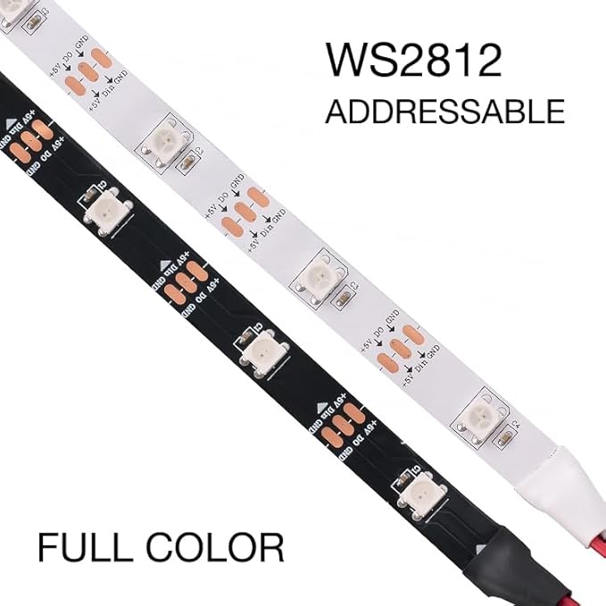 WS2812B RGB LED Strip, Individually Addressable LED Strip, Chasing Effects Dream Color 5050SMD 16.4FT 150 LED Pixel Strip Rope Light DC 5V (White PCB 5M 30Pixels/M IP30)