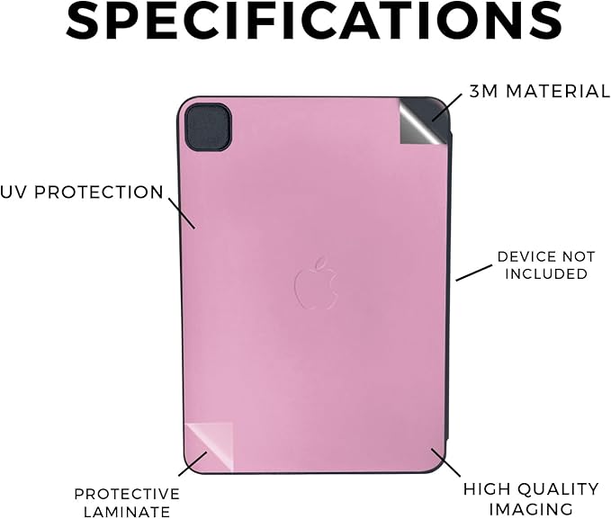 Skin Compatible with Apple Smart Folio for iPad Pro 11-inch (M4/M5) 2025 - Solid Pink - Premium 3M Vinyl Protective Wrap Decal Cover | Crafted in The USA by MightySkins