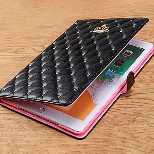 Changjia for iPad Pro 12.9 Inch Case 6th/5th/4th/3rd Generation (2022/2021/2020/2018),Crown Diamond Bling Cute PU Leather Smart Auto Sleep/Wake Stand Shockproof Protective Case for iPad 12.9",Rose Red
