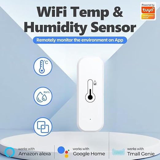 WiFi & Bluetooth Temperature and Humidity Monitor Sensor,No Hub Required,Compatible with Alexa and Google Home,for Room,Greenhouses Accessories,Garages,Office 3Pack(No Include Battery)