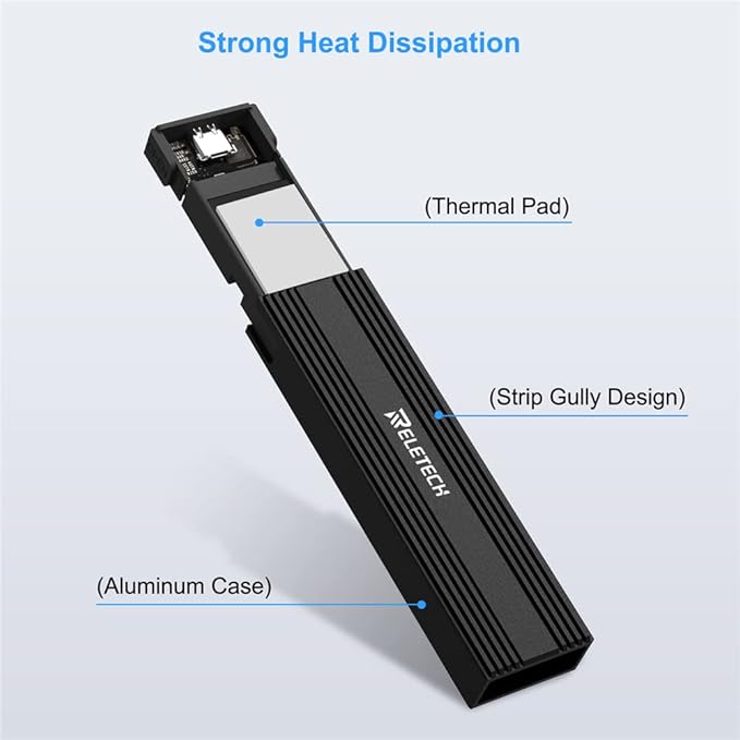 M.2 SSD Portable USB3.1 Type-C 10Gps SSD Enclosure, Supports NVMe/SATA Two protocols, Suitable for MacBook SSD Enclosure Gen 2 (10 Gbps) to NVMe PCI-E M.2 SSD Case (Black)