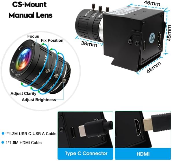 SVPRO 4K USB HDMI Camera Manual Zoom Webcam H.264 Close-ups Variable Focus External Computer Camera with USB and HDMI Dual Output for Laptop Tablet TV Monitor