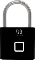 HIFAM Fingerprint Padlock, Keyless Biometric Gate Locks for Outdoor Fence Storage Gym, Smart Lock with USB Rechageable (Black)