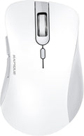 RAPIQUE Wireless Mouse - Dual Bluetooth & 2.4 GHz USB Receiver, Ergonomic Design, Quiet Clicks, Low Power - Multi-Device Compatibility for Laptop, Computer, iPad, MacBook, Chromebook (White and Grey)