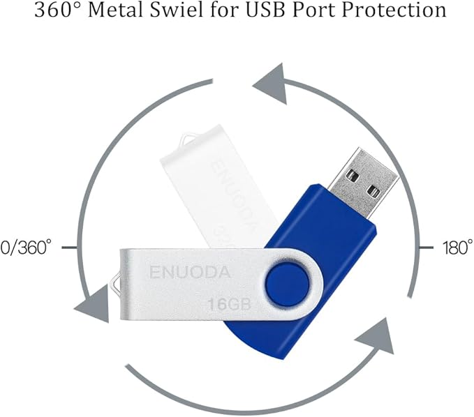 16GB Flash Drive 10 Pack ENUODA Thumb Drives 16GB Swivel Design USB 2.0 Memory Stick Jump Drive Pen Drive for Storage and Backup (10 Colors)