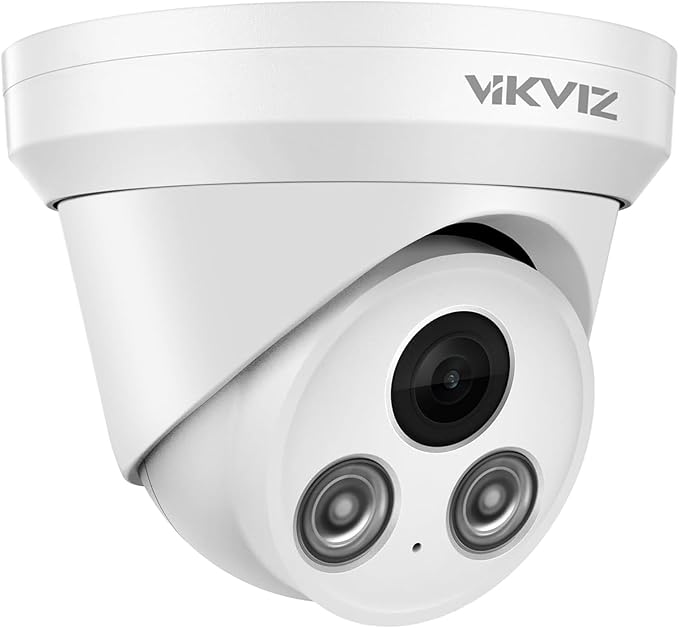 4K PoE Camera Outdoor, 8MP POE Turret Dome Camera with Human/Vehicle Detection, Built-in Mic, 2.8mm 108° Wide-Angle Lens, 98ft IR Night Vision, IP67, Blue Iris for Home Security,NDAA Compliant