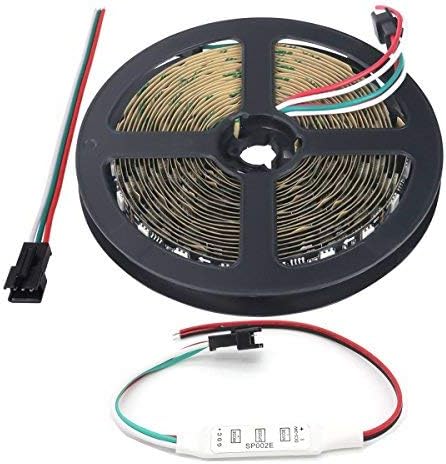 WS2811 LED Strip 16.4ft 5M 300LEDs WS2811 5050 RGB SMD Digital Dream Color Addressable Flexible LED Strip Light IP30 Non-Waterproof DC12V with Mini Controller