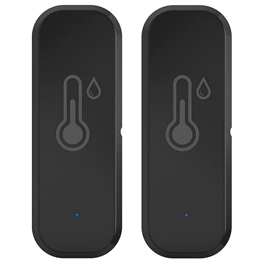 Temperature and Humidity Sensor,No Hub Required,BVAZTVP Compatible with Alexa and Google Home,for Home, Baby Rooms,Greenhouses Accessories, Garages, Office 2Pack Black(No Include Battery)